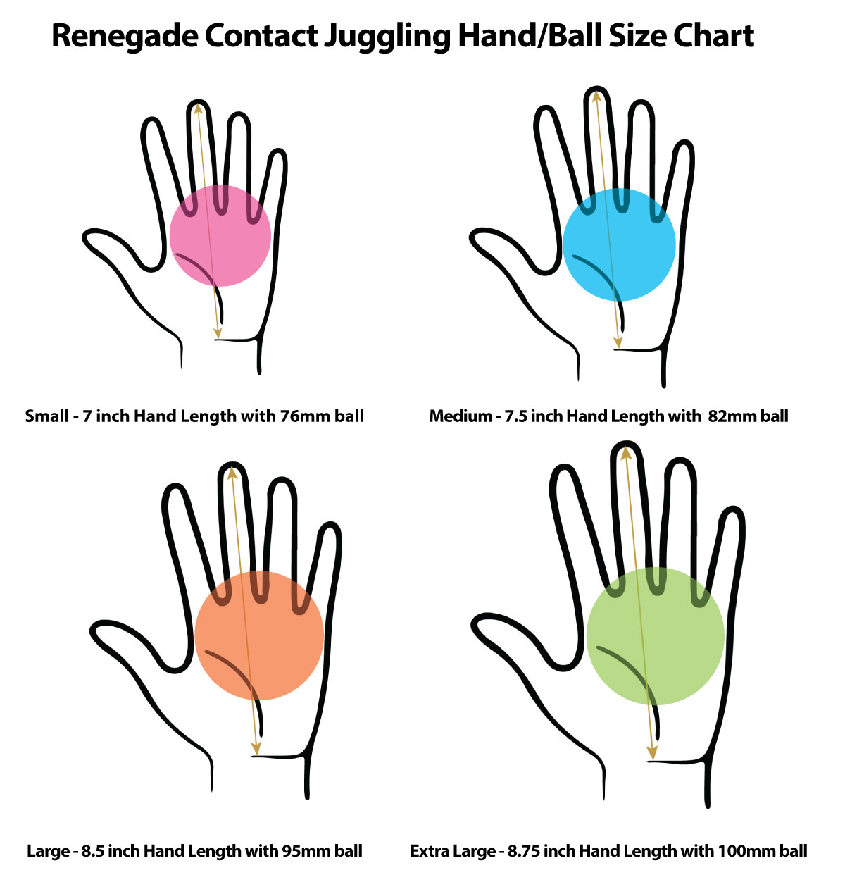 contact ball hand size chart